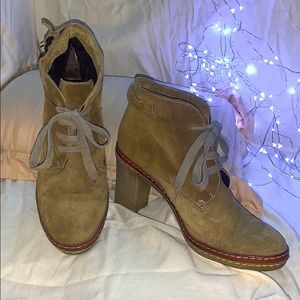 *ITALIAN HANDMADE* ~OLIVE HIGH HEELES SUEDE BOOTS